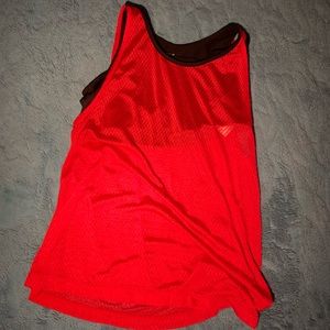 red workout shirt